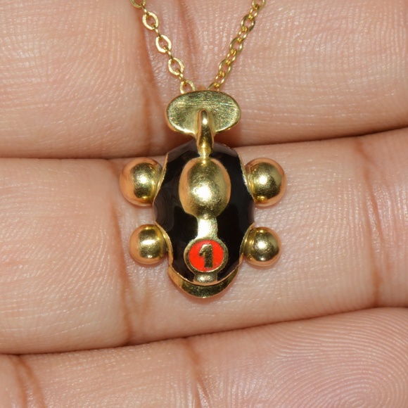 DESIGNER AARON BASHA ENAMEL SOLID 18K GOLD #1 RACE CAR CHARM PENDANT - Picture 6 of 10